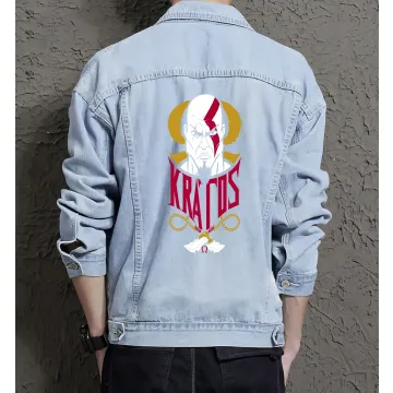 Kratos Denim Jacket for Men – Gift for Gamers – Christmas Gift - Light Blue - Main View