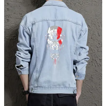 Kratos the God of War Denim Jacket for Men - Gift for Fans - Christmas Gift - Light Blue - Main View