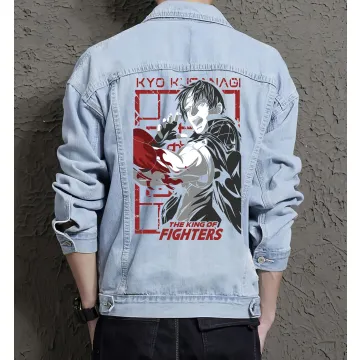 Kyo Kusanagi Denim Jacket for Men – Gift for Street Fighter Fans – Christmas Present - Light Blue - Main View