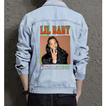 Lil Baby Jean Jacket for Men – Gift for Music Fans – Christmas Gift - Light Blue - Main View