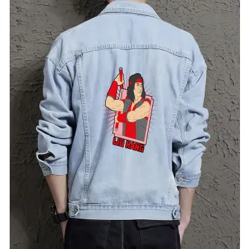 Liu Hang Street Fighter Denim Jacket for Men - Gift for Video Game Fans - Christmas Present - Light Blue - Main View