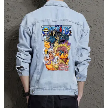 Luffy Law and Sanji Jean Jacket for Men – Gift for Anime Fans – Christmas Gift - Light Blue - Main View