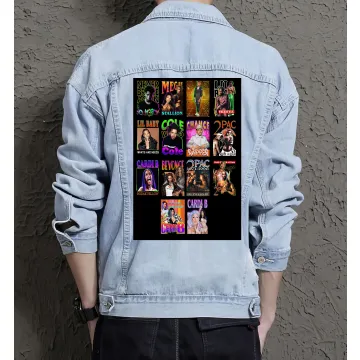 Megan Cardi B 2pac Beyonce Jean Jacket for Men – Gift for Music Fans – Birthday Present - Light Blue - Main View