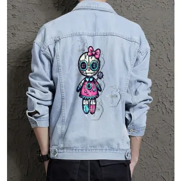 Men's Casual Denim Jacket for Friend - Contrast Stitching with Outdoor Activities - Gift Idea for Birthday Young Men - Light Blue - Main View