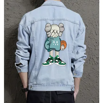 Men's Casual Denim Jacket for Grandson - Minimalist Design with Campus Style - Gift Idea for Celebration Street Style Lovers - Light Blue - Main View