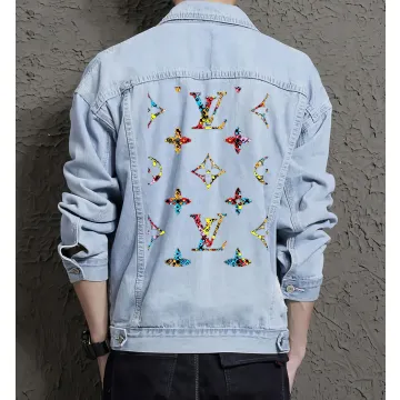 Men's Casual Denim Jacket - for Nephew - Contrast Stitching for Coffee Dates - Great Gift for Christmas Gen Z Men - Light Blue - Main View