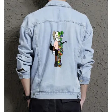 Men's Casual Jean Coat - for Him - Contrast Stitching for Street Style - Great Gift for Anniversary Streetwear Enthusiasts - Light Blue - Main View