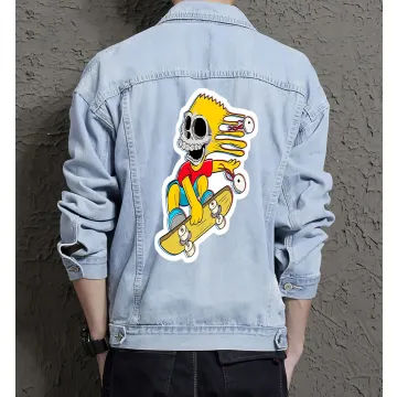 Men's Denim Jacket - for Grandson - Button Front for Music Events - Great Gift for Back to School Fashion Fans - Light Blue - Main View