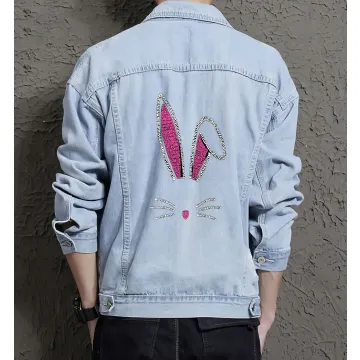 Men's Denim Jacket - for Young Man - Urban Design for Casual Outings - Great Gift for Thank You Gift Millennials - Light Blue - Main View