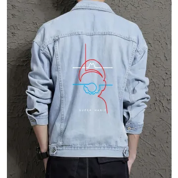 Men's Denim Jacket - Gift for Husband - Vintage Look - Birthday Gift - Light Blue - Main View
