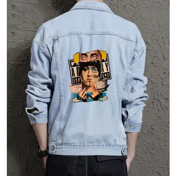 Men's Denim Jacket - Gift Idea for Boyfriend - Contrast Stitching for Street Festivals - Perfect for Birthday - Light Blue - Main View