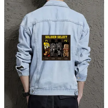Men's Denim Jacket - Soldier Select Metal Slug - Stylish Gift for Him - Christmas Present - Light Blue - Main View
