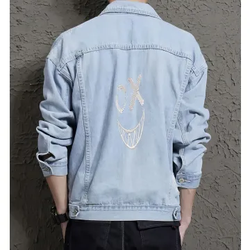 Men's Jean Jacket for Grandson - Great Minimalist Design Gift - Street Festivals for Father's Day - Street Style Lovers - Light Blue - Main View