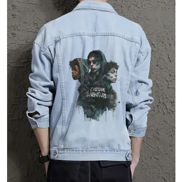 Men's Jean Jacket for Son - Urban Design with Music Events - Gift Idea for Birthday Trend Followers - Light Blue - Main View