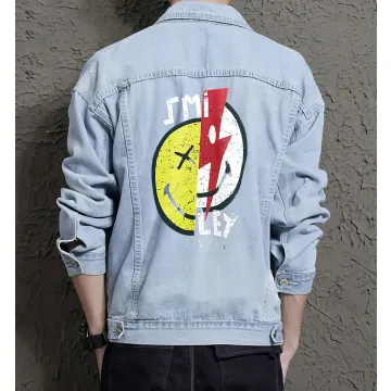Men's Jean Jacket for Teenager - Minimalist Design with Daily Use - Gift Idea for Christmas Style-conscious Men - Light Blue - Main View