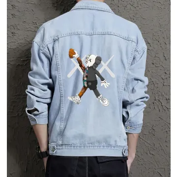 Men's Jean Jacket - for Young Man - Urban Design for Casual Meetups - Great Gift for Holiday Season Fashion Fans - Light Blue - Main View