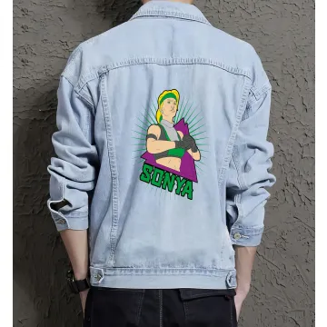 Men's Jean Jacket - Retro Sonya - Gift for Fans - Vintage Look - Christmas Present - Light Blue - Main View