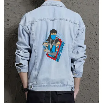 Men's Jean Jacket - Retro Sub Zero Theme - Gift for Gamers - Vintage Look - Christmas Present - Light Blue - Main View