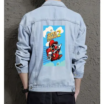 Men's Jean Jacket - Retro Super Payaso Drunk - Gift for Fans - Vintage Look - Christmas Present - Light Blue - Main View