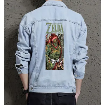 Men's Jean Jacket - Retro Zelda - Gift for Fans - Vintage Look - Christmas Present - Light Blue - Main View