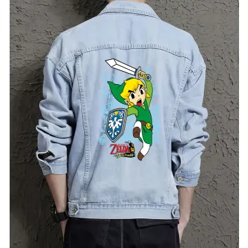 Men's Jean Jacket - Retro Zelda Spirit Tracks - Gift for Fans - Vintage Look - Christmas Present - Light Blue - Main View