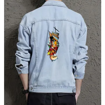 Men's Relaxed Fit Jean Jacket for Boyfriend - Great Casual Style Gift - Street Style for Celebration - Fashion Fans - Light Blue - Main View