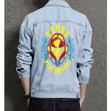Men's Samus Pest Control Denim Jacket - Gift for Him - Stylish Outerwear - Christmas Present - Light Blue - Main View