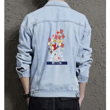 Men's Street Style Denim Jacket - Gift for Teenager on Minimalist Design - School Wear Style for Thank You Gift - Trend Followers - Light Blue - Main View