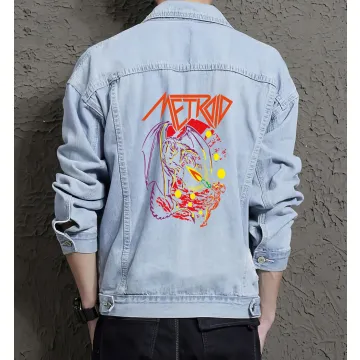 Metroid Denim Jacket for Men – Gift for Gamers – Christmas Present - Light Blue - Main View