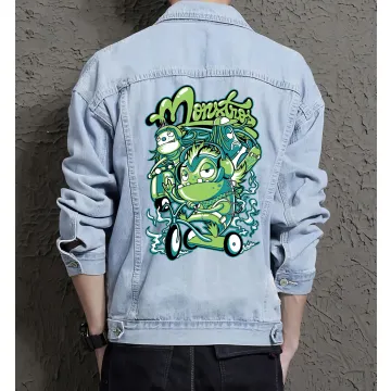 Monstros Jean Jacket for Men – Gift for Streetwear Fans – Birthday Present - Light Blue - Main View