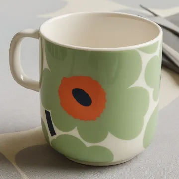 Retro Floral Mug – Colorful Handle Ceramic Cup