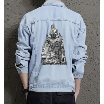Naruto Jean Jacket for Men – Gift for Anime Fans – Birthday Present - Light Blue - Main View