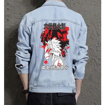 Naruto Jean Jacket for Men – Gift for Anime Fans – Birthday Present - Light Blue - Main View