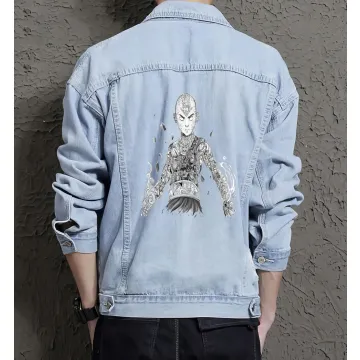 Naruto Jean Jacket for Men – Gift for Anime Fans – Christmas Gift - Light Blue - Main View