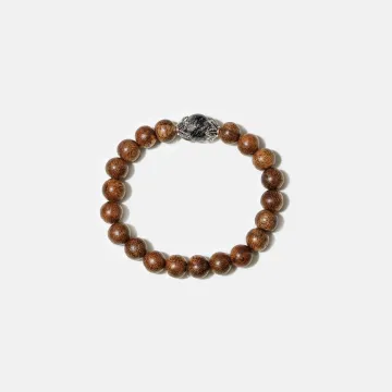 Natural Agarwood Bracelet for Men and Women – Handcrafted Spiritual Wood Bracelet for Daily Wear, Meditation – Brown Agarwood – Main View