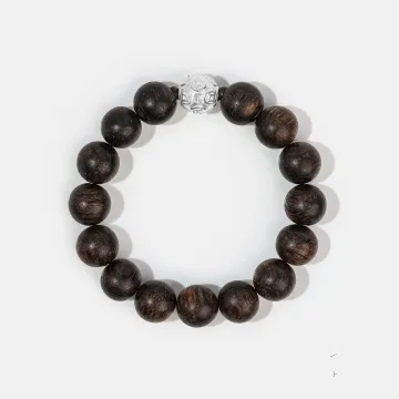 Natural Agarwood Bracelet for Men & Women – Handcrafted Calming Energy for Daily Wear, Meditation – Brown – Main View