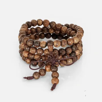 Natural Agarwood Calming Bracelet – Handcrafted Gift of Grounding Energy for Meditation, Daily Wear – Brown Agarwood – Main View