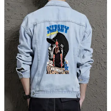 Nipsey Hussle Jean Jacket for Men – Gift for Music Fans – Christmas Gift - Light Blue - Main View