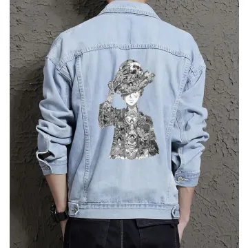 One Piece Jean Jacket for Men – Gift for Anime Fans – Christmas Gift - Light Blue - Main View