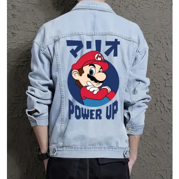Pac-man Denim Jacket for Men - Gift for Retro Gaming Fans - Christmas Gift - Light Blue - Main View