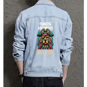 Pirates Jean Jacket for Men – Gift for Skateboarders – Birthday Present - Light Blue - Main View