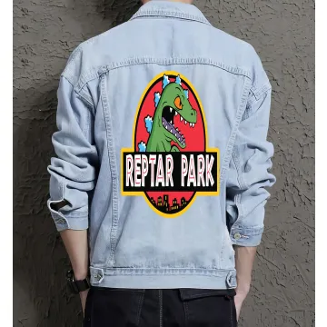 Reptar Park Denim Jacket for Men – Gift for 90s Kids – Retro Nostalgia - Light Blue - Main View