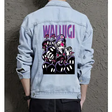 Retro Mario Denim Jacket for Men – Geeky Gift – Christmas - Light Blue - Main View