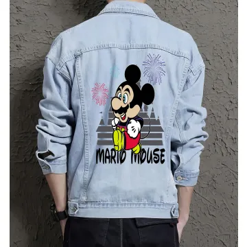 Retro Mario Denim Jacket for Men - Gift for Nintendo Fans - Christmas Gift - Light Blue - Main View