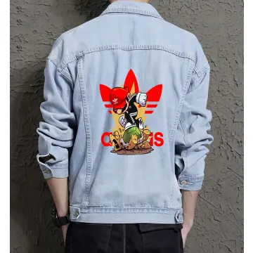Retro Mario Denim Jacket for Men – Gift for Nintendo Fans – Christmas Gift - Light Blue - Main View