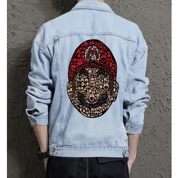 Retro Mario Denim Jacket for Men – Gift for Nintendo Fans – Christmas Gift - Light Blue - Main View
