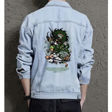 Roronoa Zoro Jean Jacket for Men – Gift for Anime Fans – Birthday Present - Light Blue - Main View