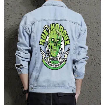 Rue Morgue Jean Jacket for Men – Gift for Streetwear Fans – Birthday Present - Light Blue - Main View