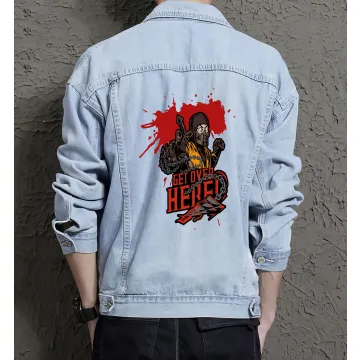Scorpion Denim Jacket for Men – Gift for Gaming Enthusiasts – Christmas Present - Light Blue - Main View