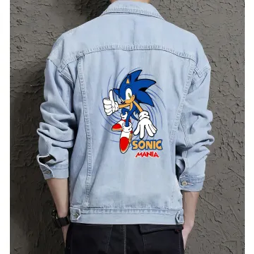 Sonic Mania Denim Jacket - Retro Gaming Gift - Stylish Outerwear for Men - Christmas Present - Light Blue - Main View